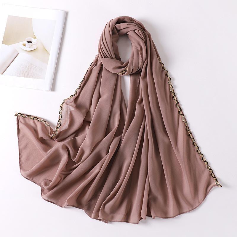 HAYA HA1131 Pearl Chiffon Lace Chain Headband