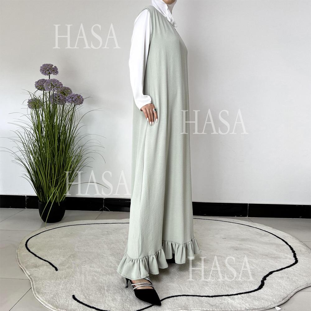 HA5860 Fashionable Imitation Linen Solid Color Robe, Breathable and Comfortable Leading The Trend abaya girl