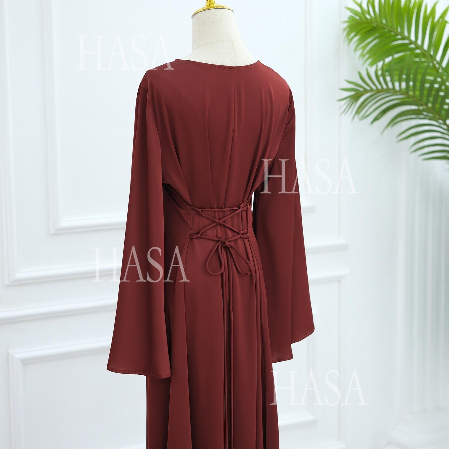 HA6491 Elegant Bell Sleeve Maxi Dress