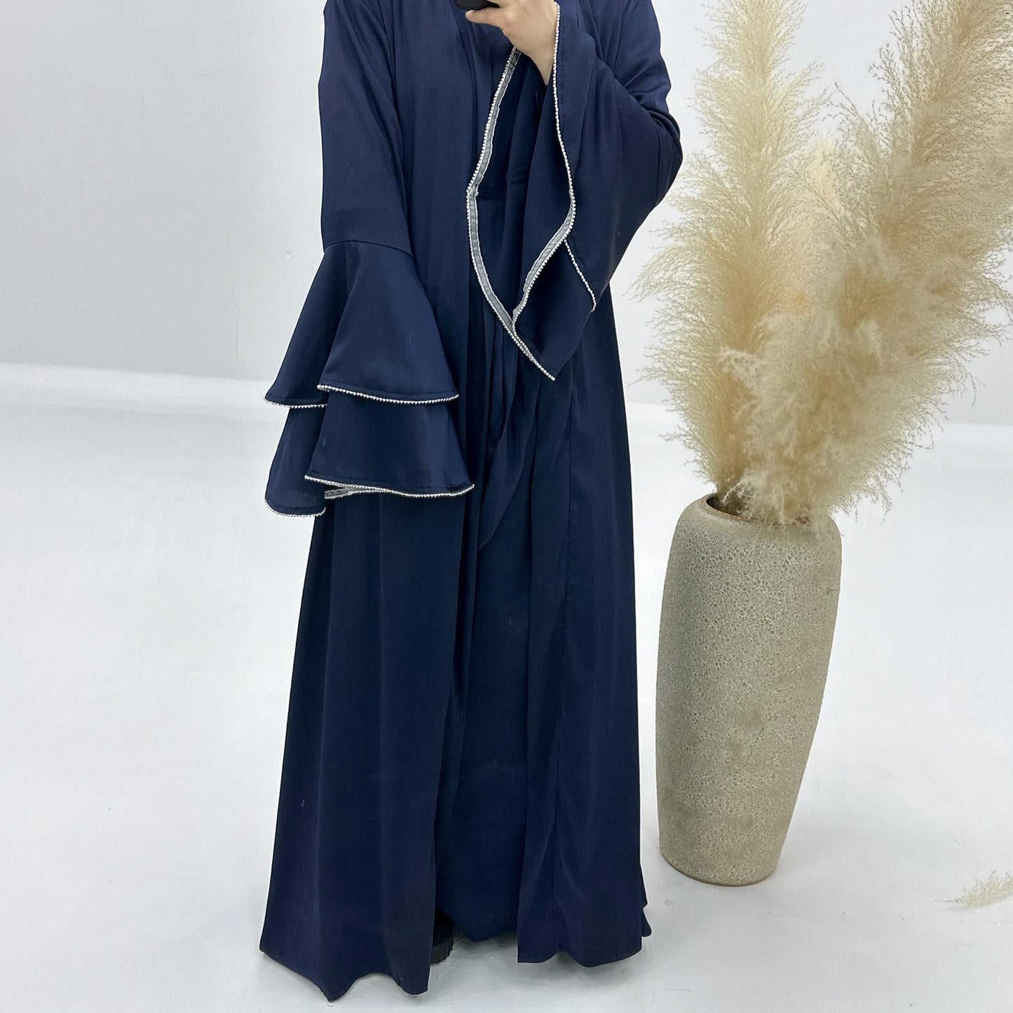 HAYA HA1188 3pcs Set Satin Cardigan+Inner Dress+Special Belt
