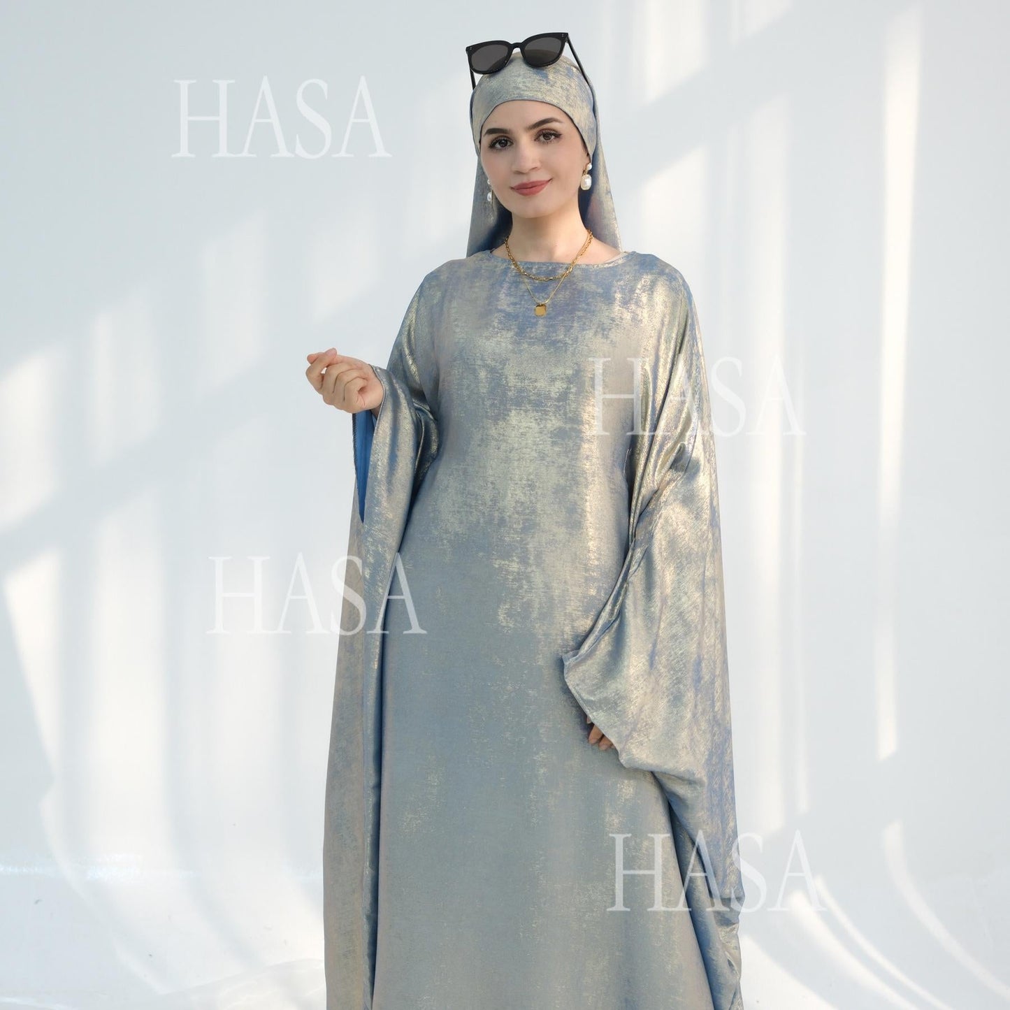 HA5879 Light-sensing Two-piece Dress | with Headscarf Design, The Overall Matching Is More Worry-free