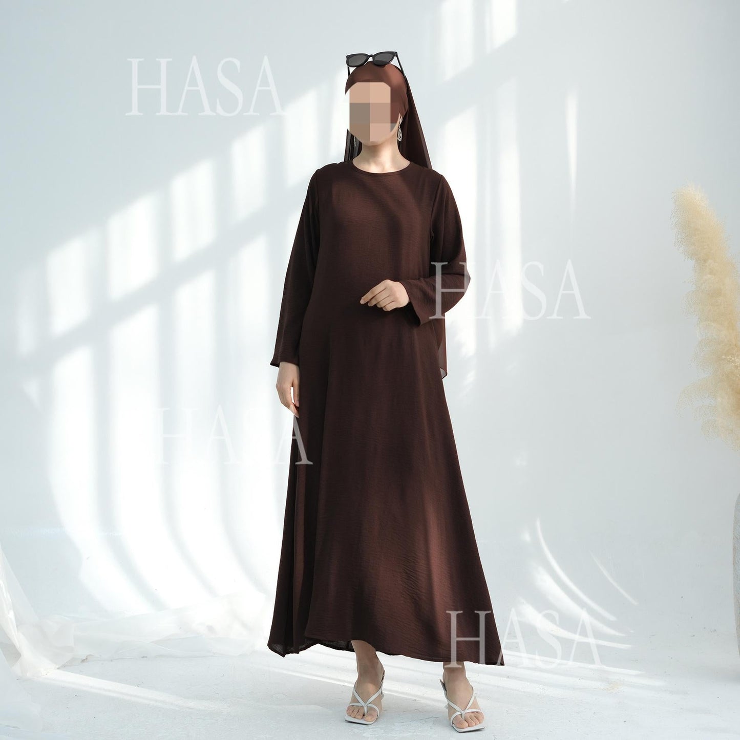 HA6513 Double-layered sleeve chiffon cardigan two-piece robe abaya (headscarf not included)