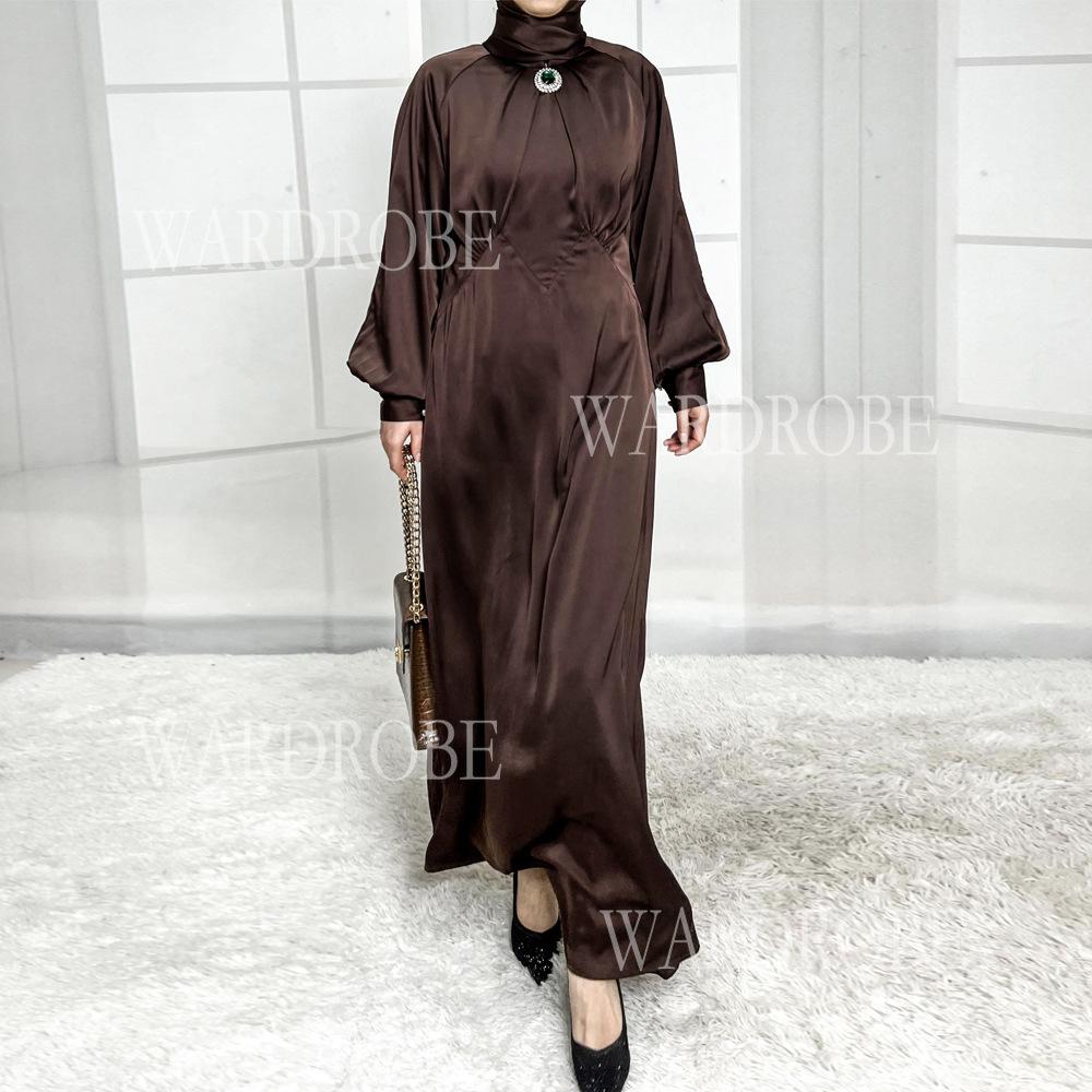 HS5859 High-end Silk Satin Robe (headscarf Not Included), Elegant Design Exudes Luxurious Texture