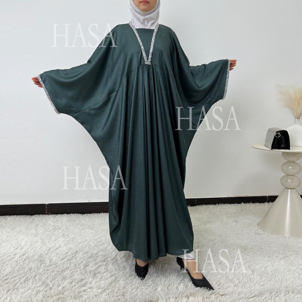HA6499 Abaya with diamond details on the chest