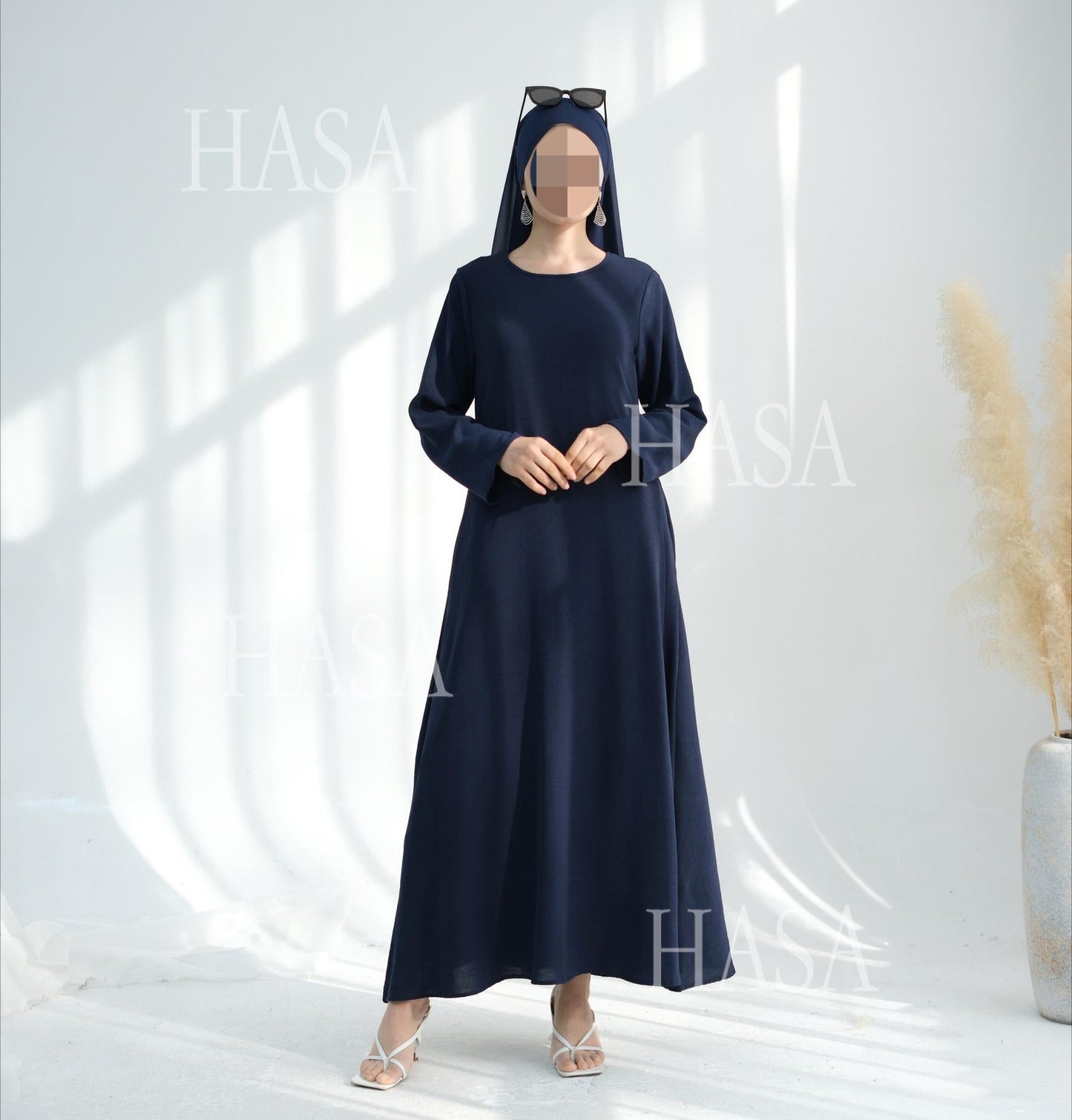 HA6513 Double-layered sleeve chiffon cardigan two-piece robe abaya (headscarf not included)