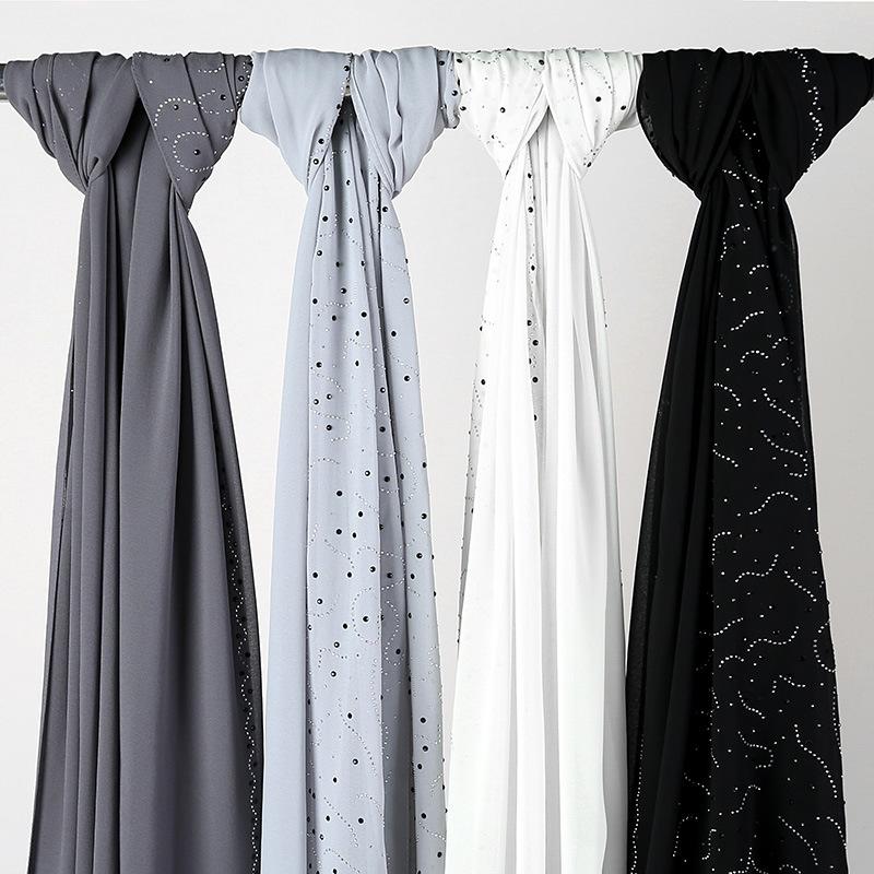 HAYA HA1127 Pearl Chiffon Rhinestone Headscarf