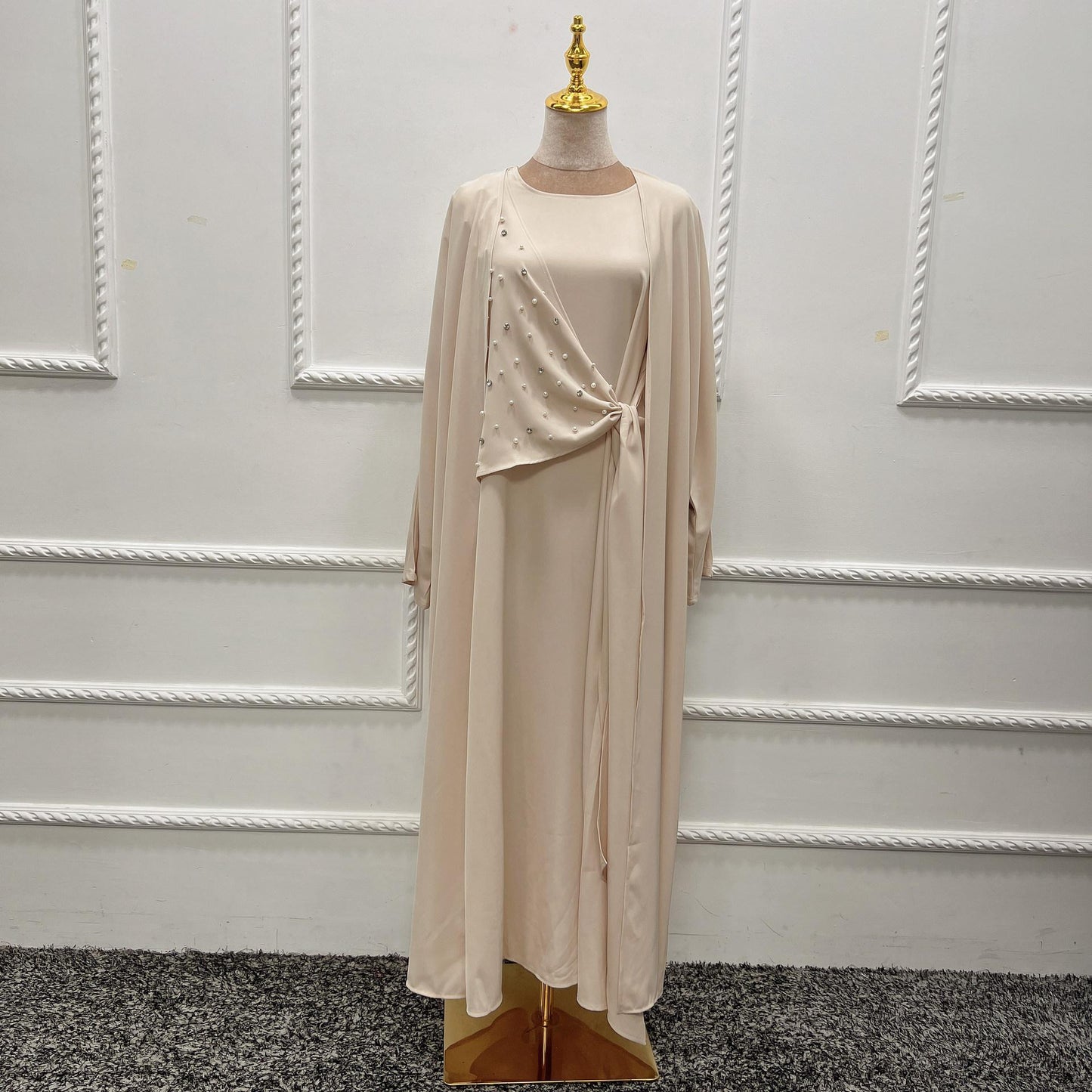 HAYA HAYA1012 2pcs Set Solid Color Cardigan+Inner Dress