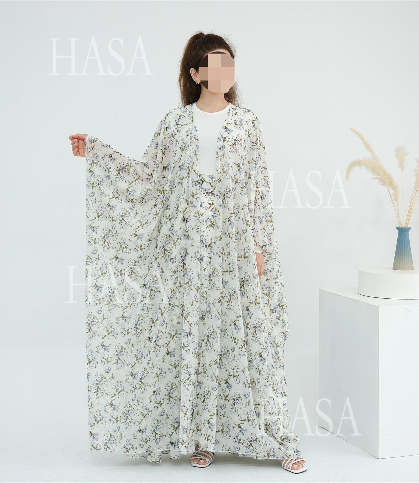 HA6580 Printed cardigan and skirt two-piece set