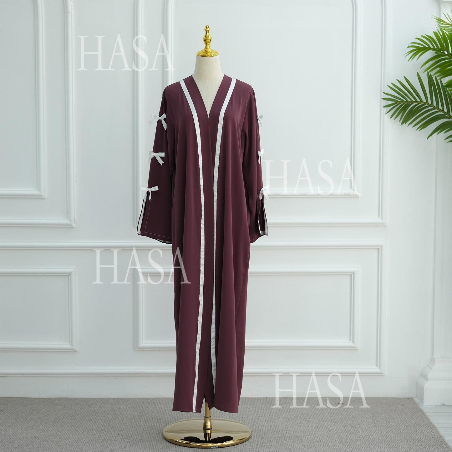 HS6520 Cardigan-Morgenmantel Mit Schleife (Kopftuch Nicht Inbegriffen)