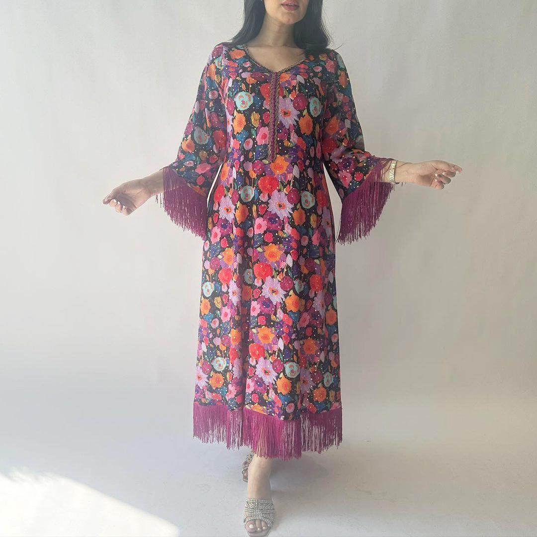 HAYA HAYA1080 Printed Casual Muslim Abaya