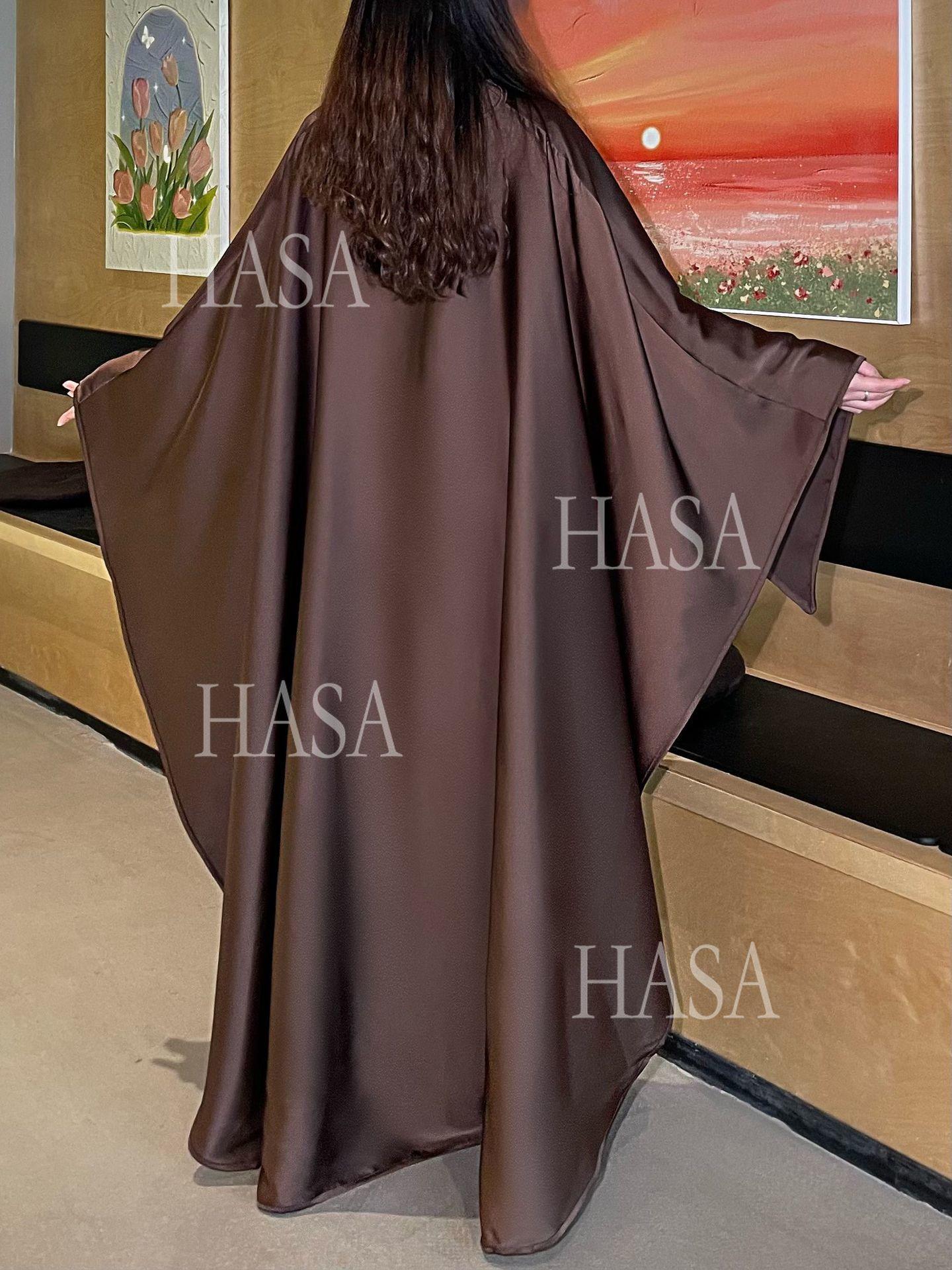 HA6476 Long Sleeves Glossy Robe with Pearl Embellishment