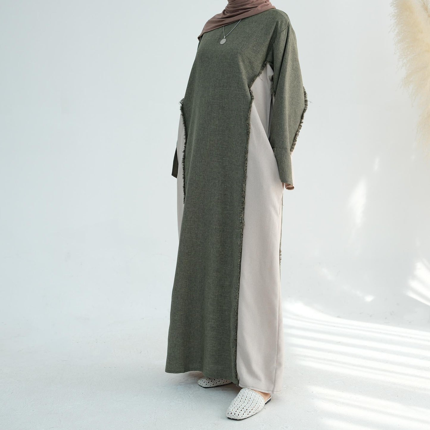 HA5508 Elegant patchwork robe - lightweight and comfortable, showing fashion taste plain casual dress