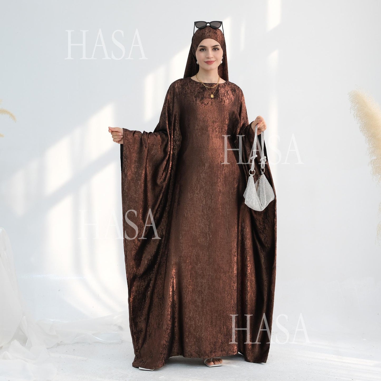 HA5879 Light-sensing Two-piece Dress | with Headscarf Design, The Overall Matching Is More Worry-free