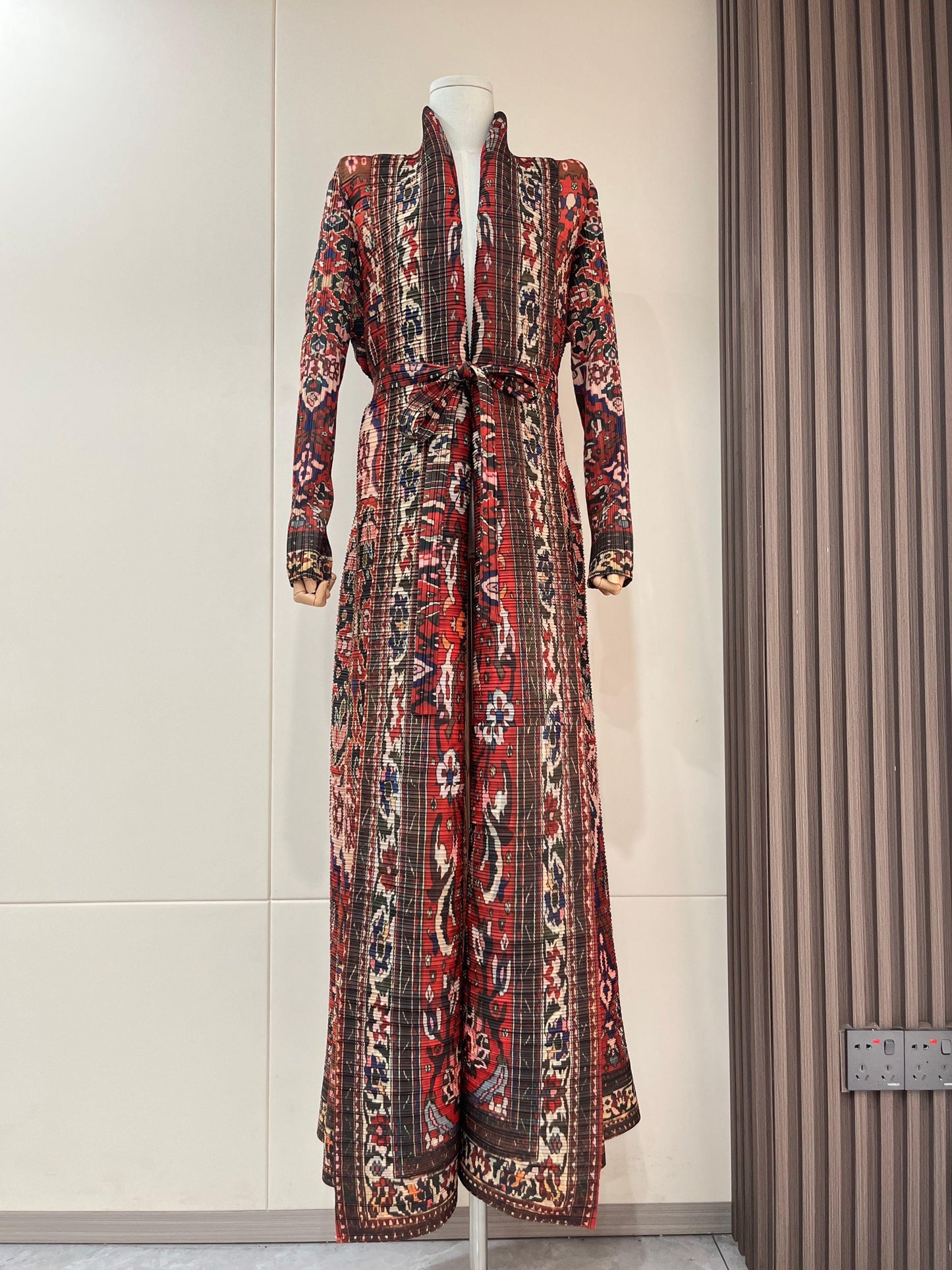 HS6706 Bohemian Elegance , Vibrant Red Printed Abaya