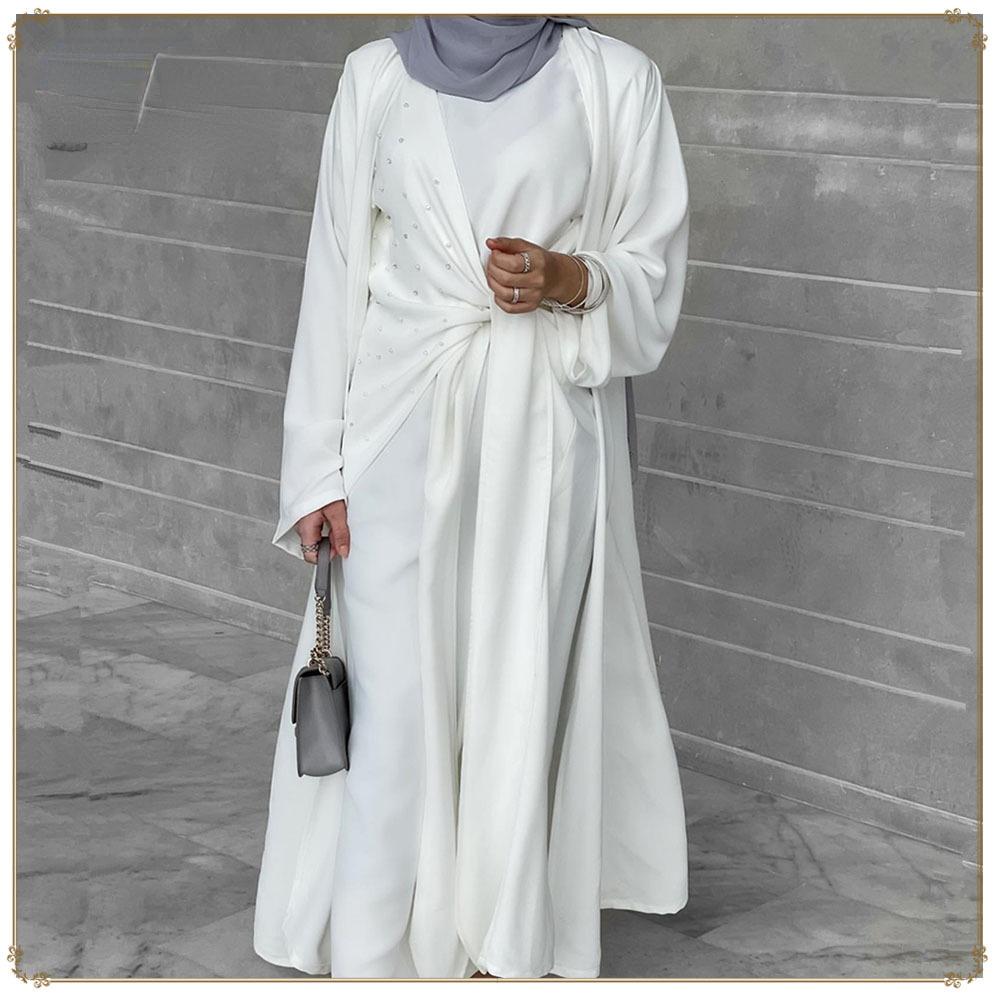 HAYA HAYA1012 2pcs Set Solid Color Cardigan+Inner Dress