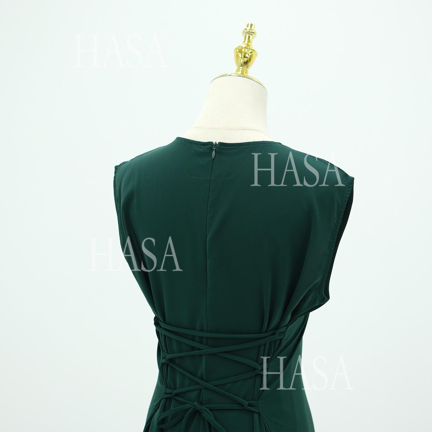 HA6470 Sleeveless Long Dress with Adjustable Back Lacing