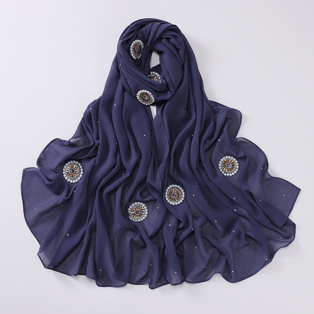 HAYA HA1126 Pearl Chiffon Baotou Scarf