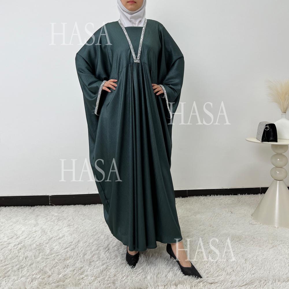 HA6499 Abaya with diamond details on the chest
