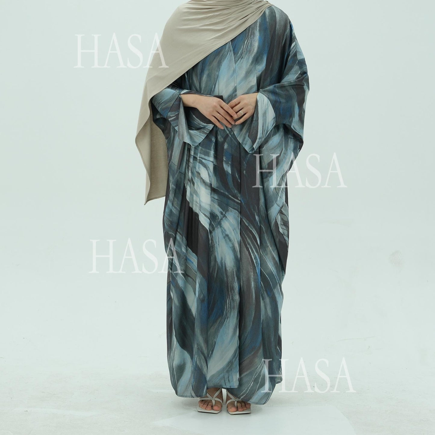 HA6509 Abstract Printed Loose Abaya (Headscarf Not Included)