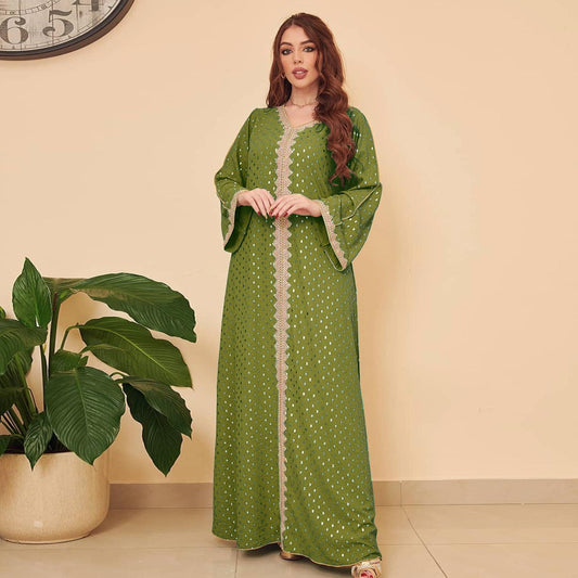 HAYA0442 Middle East Women's Clothing New Bronzing Muslim Dubai Robe