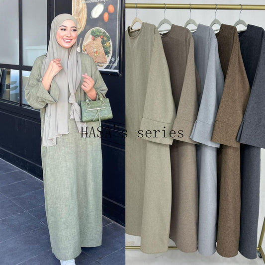 HS4855 A Solid-colored, Loose-fitting Maxi Dress, Offering Both Comfort and Elegant Style.