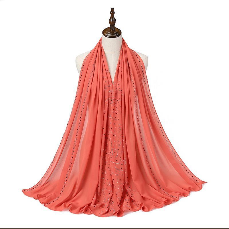 HAYA HA1127 Pearl Chiffon Rhinestone Headscarf