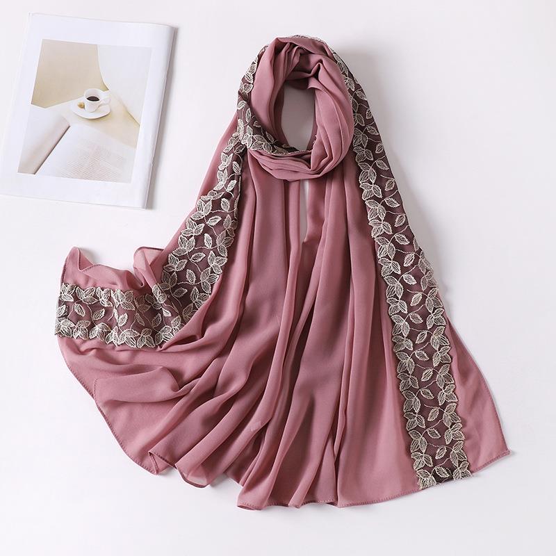 HAYA HA1130 Pearl Chiffon Lace Headscarf