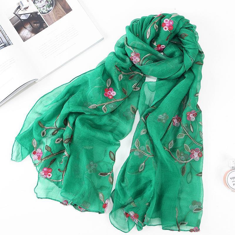 HAYA HA1132 Chiffon Flower Embroidered Scarf