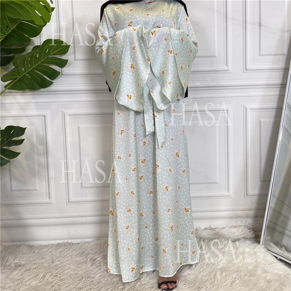 HA6590 Fashionable Printed Loose-fitting Dress with Lace-up Design and Wide Swing