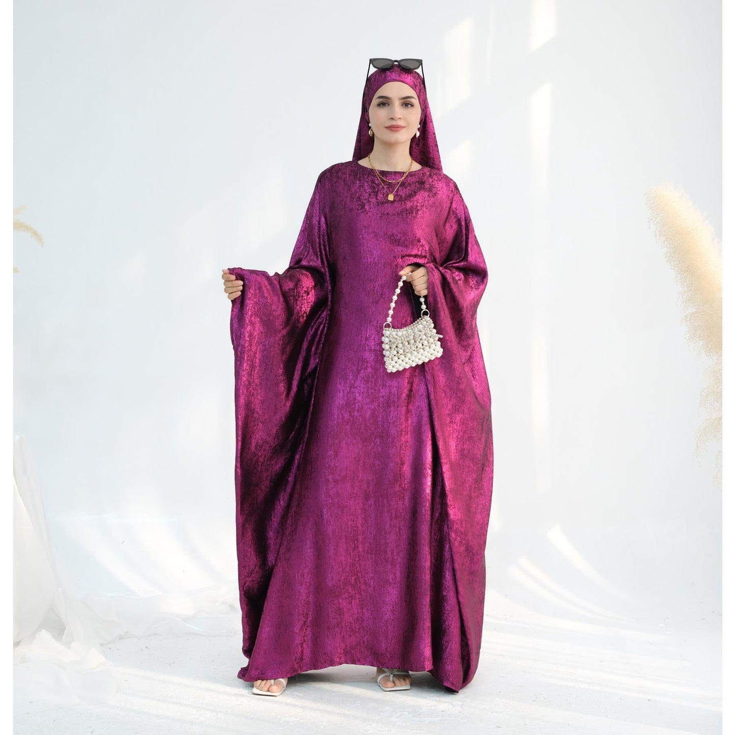 HA5878 A Glossy Dress That Combines Softness and Fluidity