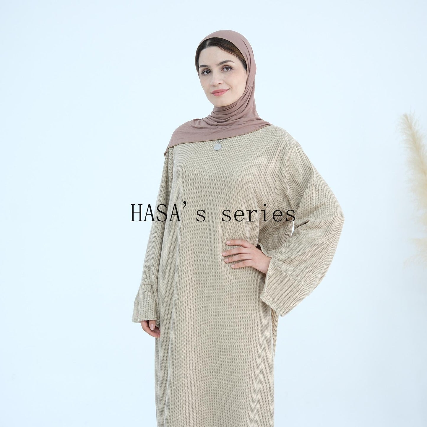 HA5440 Large Sleeve Thick Knitted Sweater Dress - Loose and Elegant Long Dress party  wear red dress thick  thigh 2  part bow  outfits