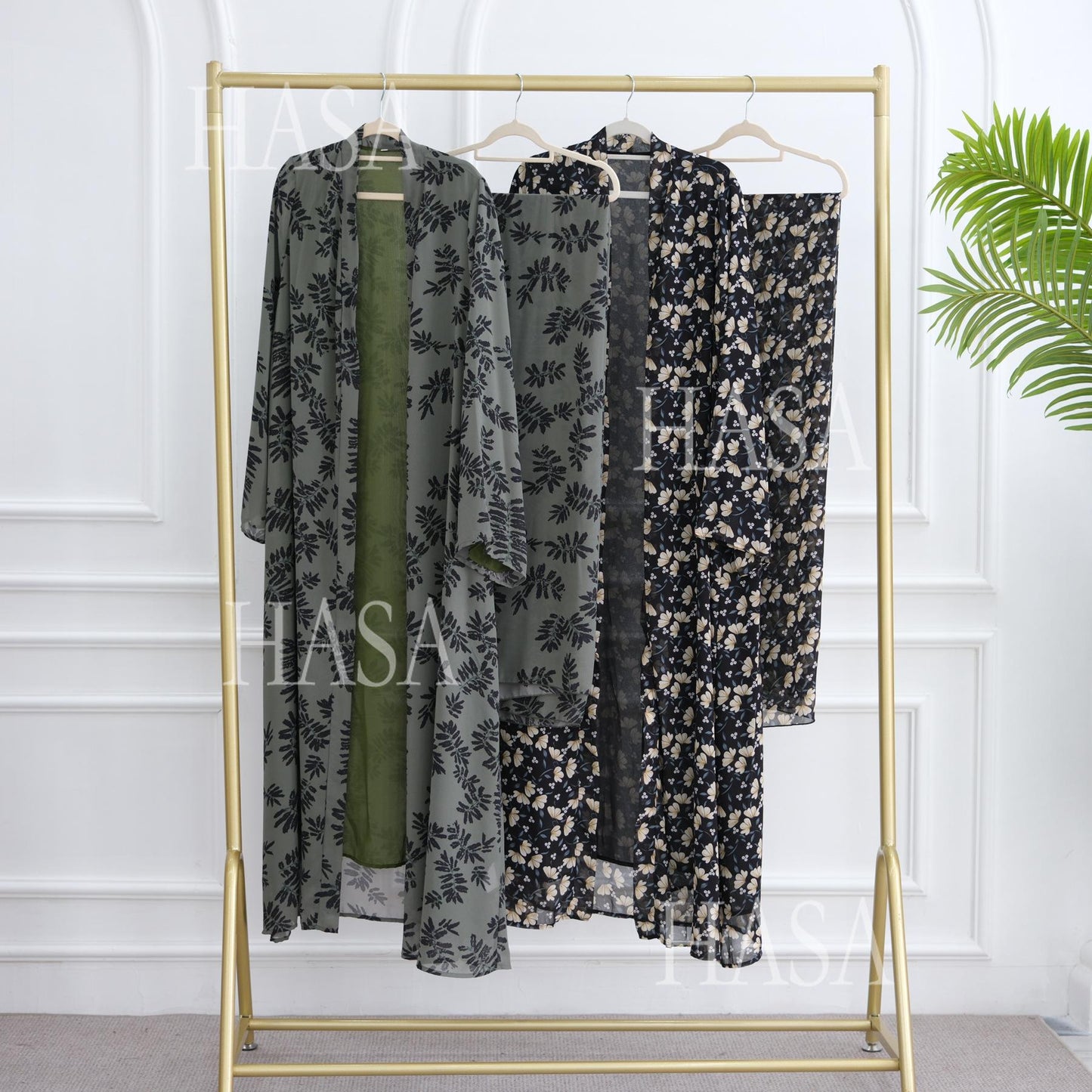 HA6515 Summer Printed Chiffon Jacket and Headscarf Two-Piece Set