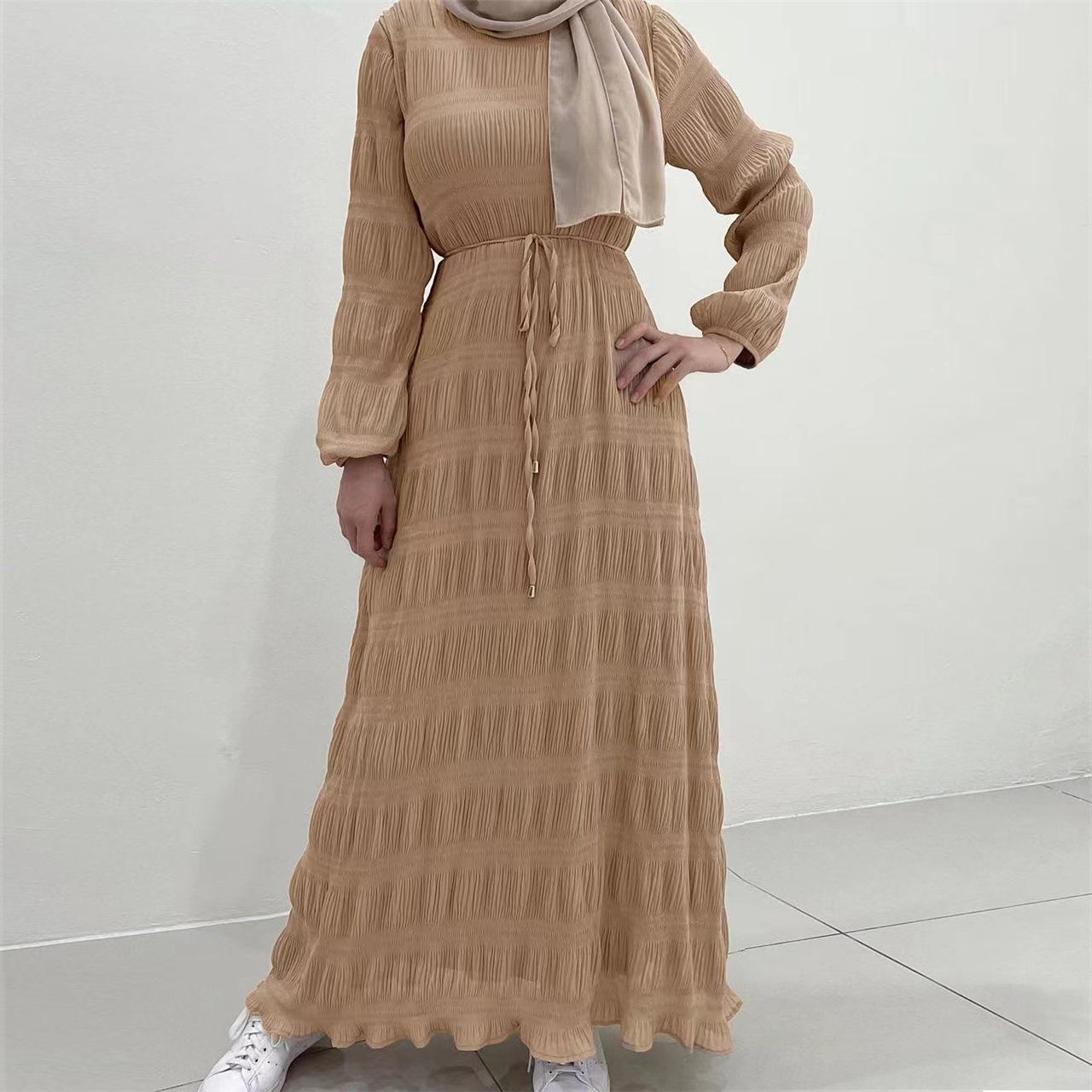 HAYA HAYA1049 Long Chiffon Pleated Dress