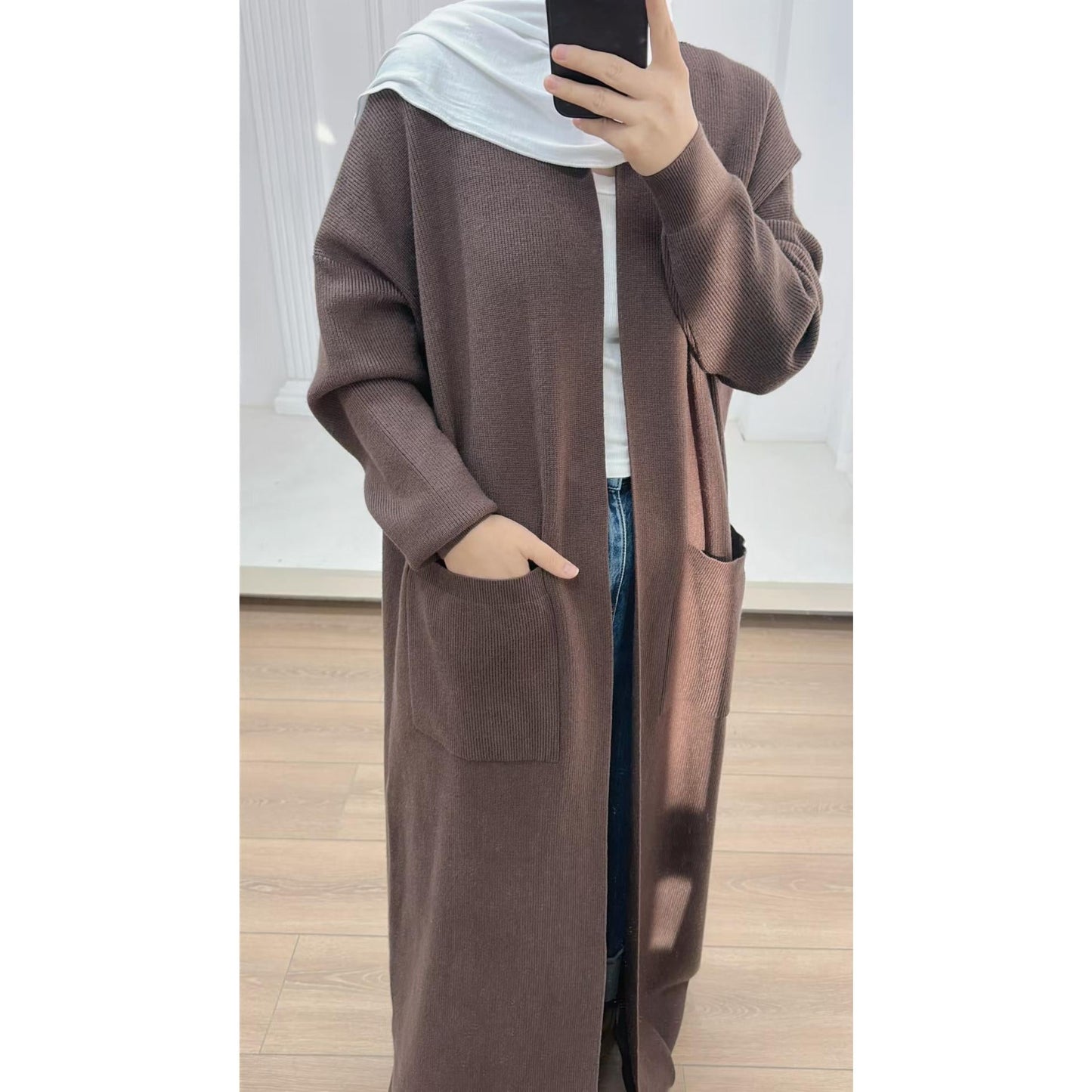 HA5439 Temperament Knitted Cardigan - Autumn and Winter Thick Loose Long Dress long  sleeve