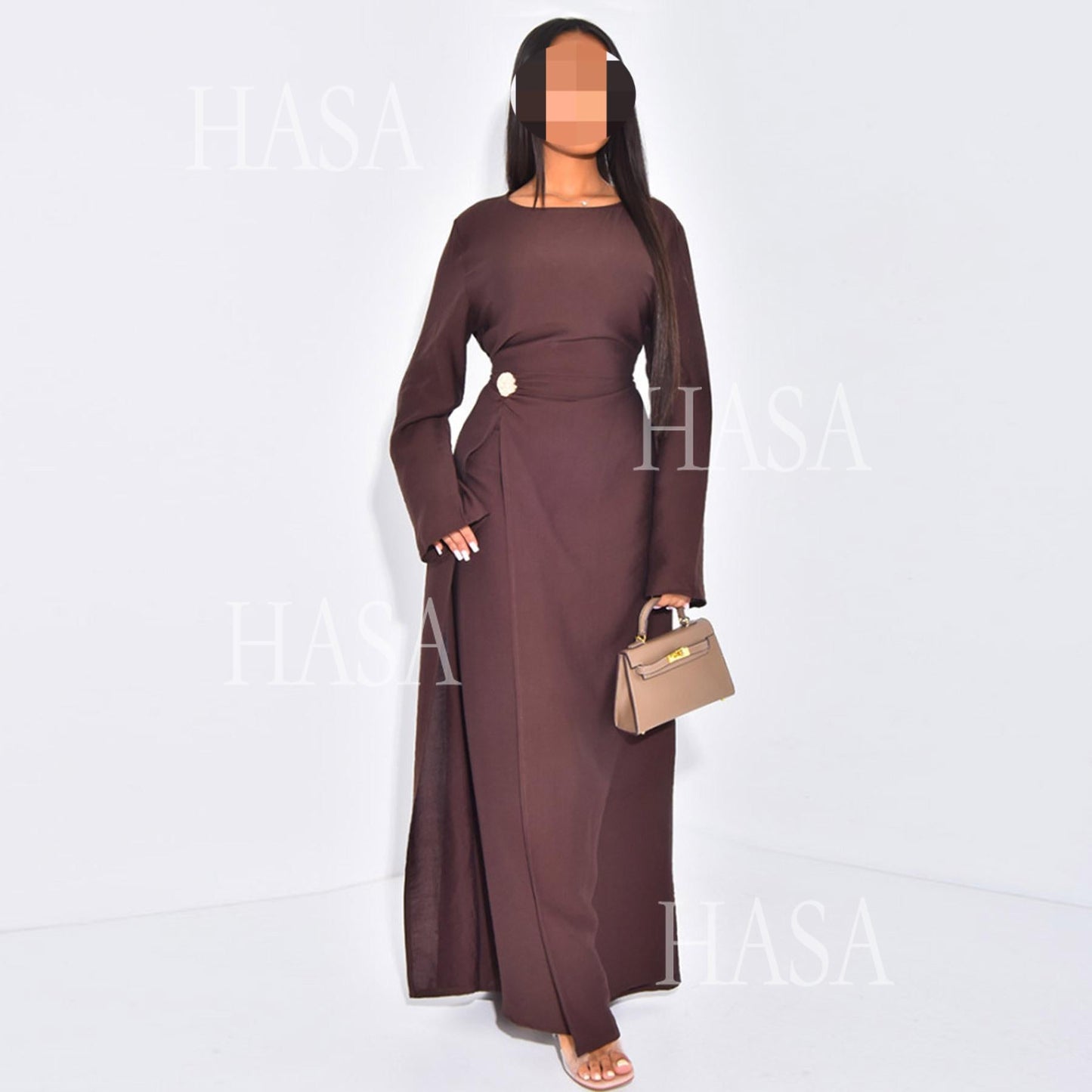 HA6549 Minimalist Abaya with Waist Detail