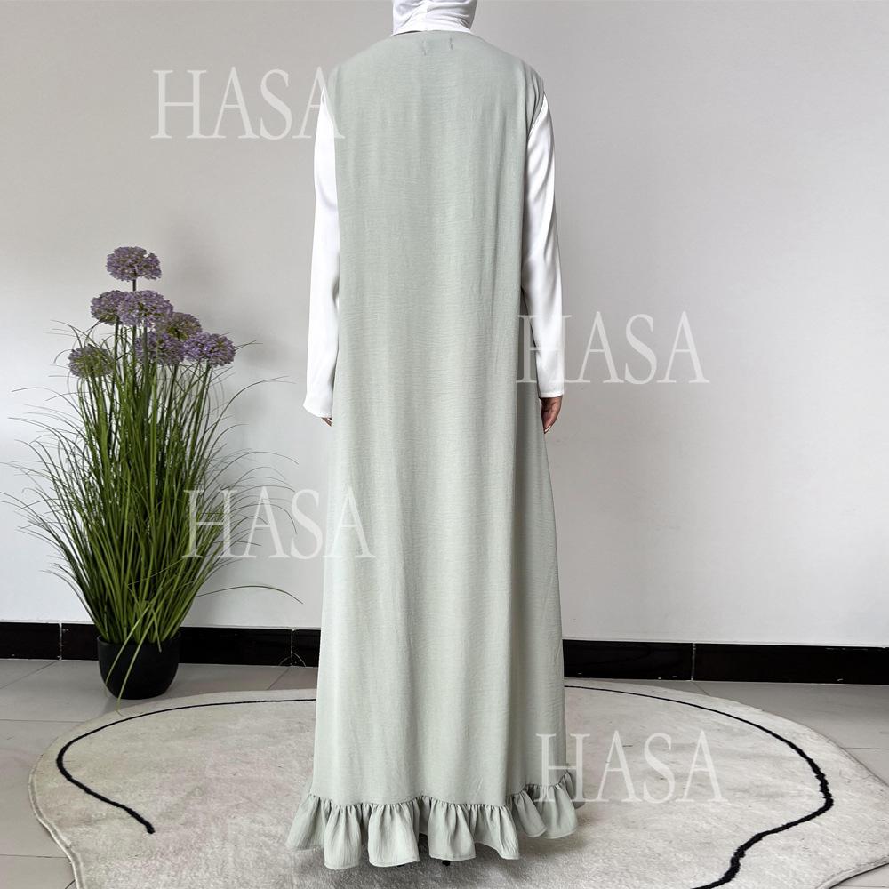 HA5860 Fashionable Imitation Linen Solid Color Robe, Breathable and Comfortable Leading The Trend abaya girl
