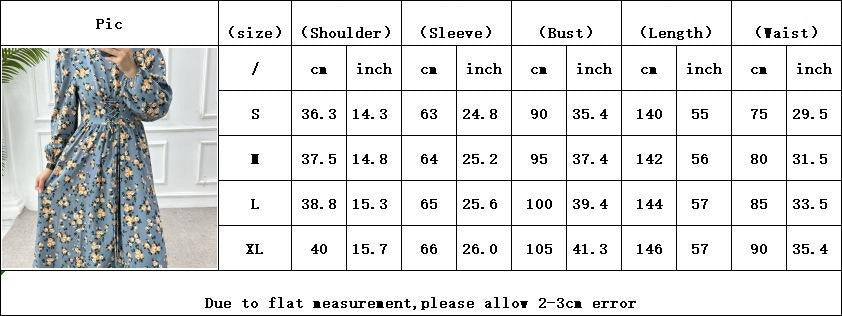HA6489 Long-sleeved Floral Maxi Dress with Natural Waist