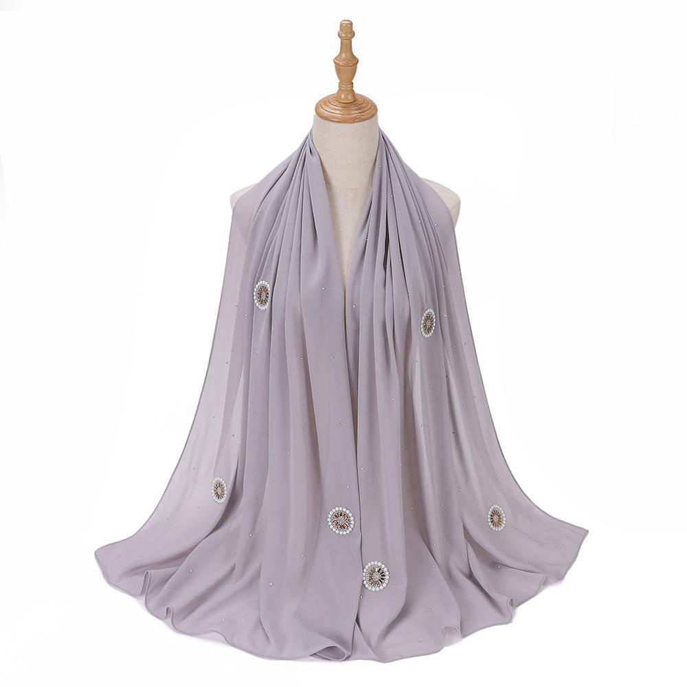 HAYA HA1126 Pearl Chiffon Baotou Scarf