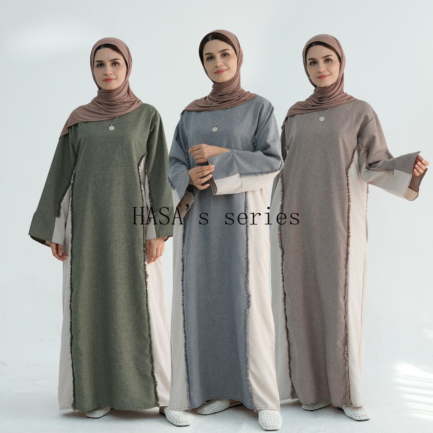 HA5508 Elegant patchwork robe - lightweight and comfortable, showing fashion taste plain casual dress
