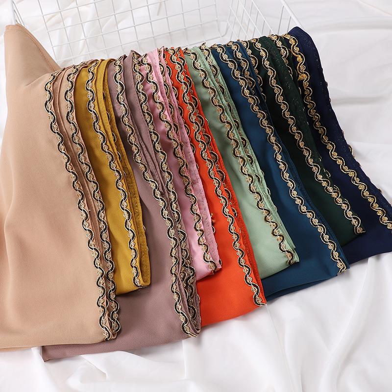 HAYA HA1131 Pearl Chiffon Lace Chain Headband