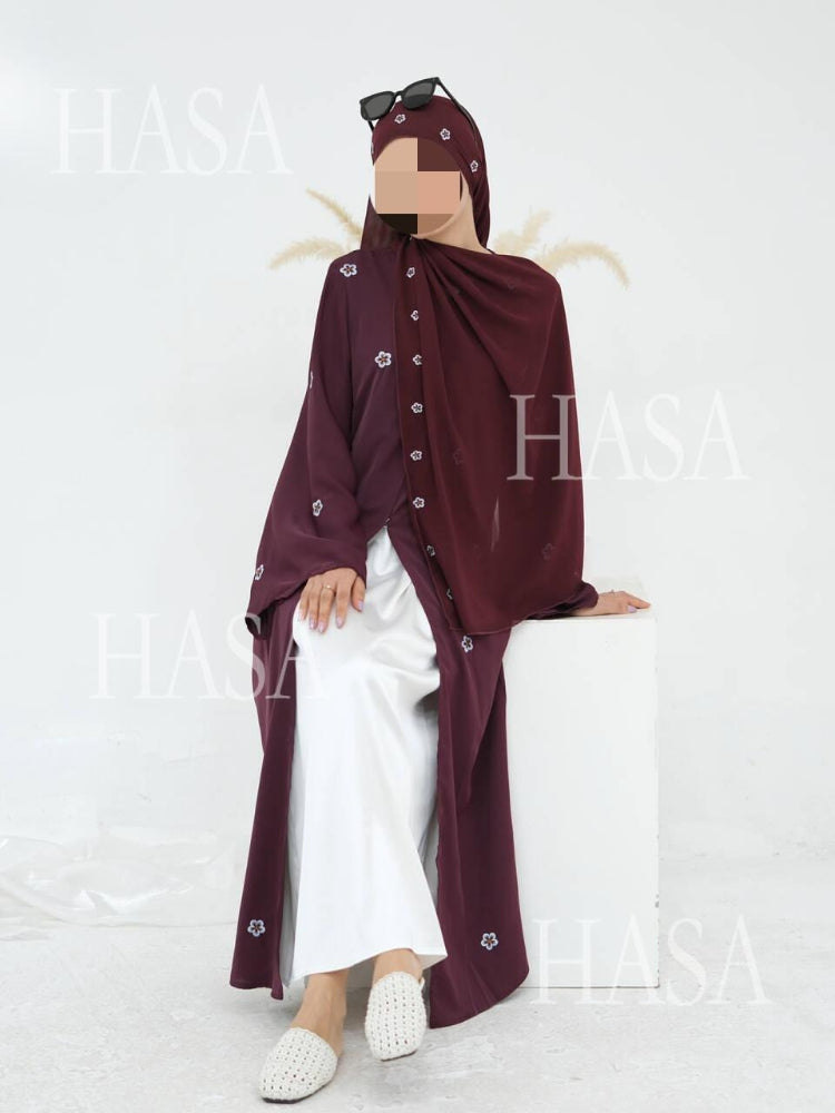 HA6612 All-over Embroidered Cardigan Two-piece Set