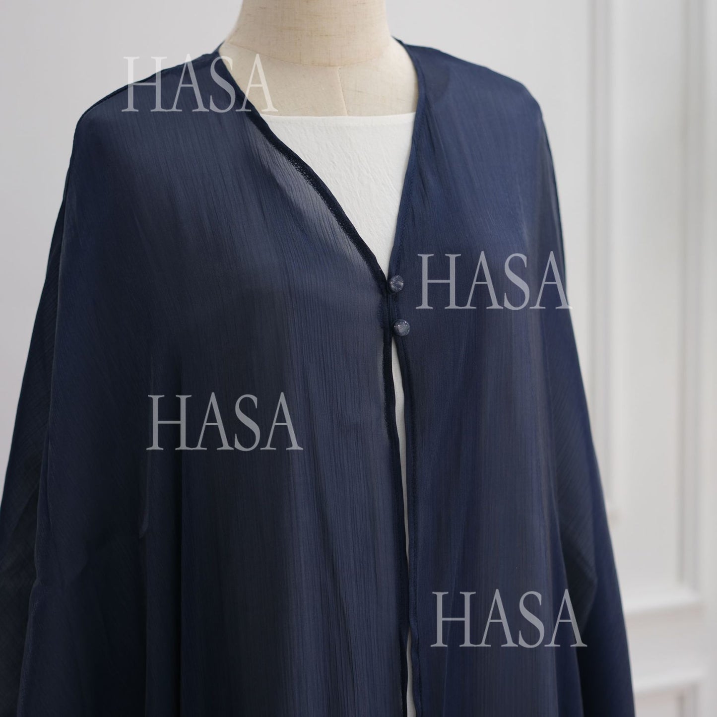 HA6534 Elegant Island Wrinkle Texture Solid Color Cardigan Robe