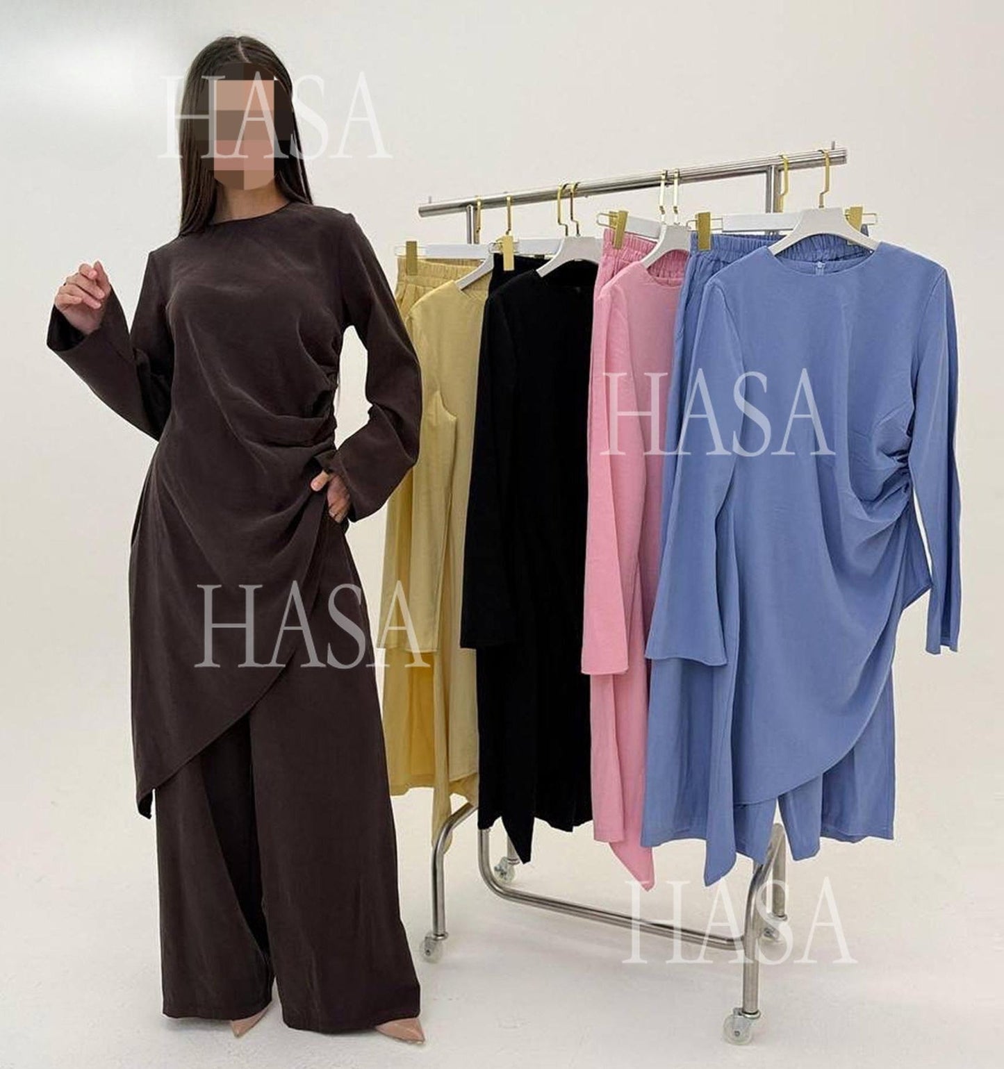 HA6606 Asymmetrical two-piece tunic (with optional headscarf)