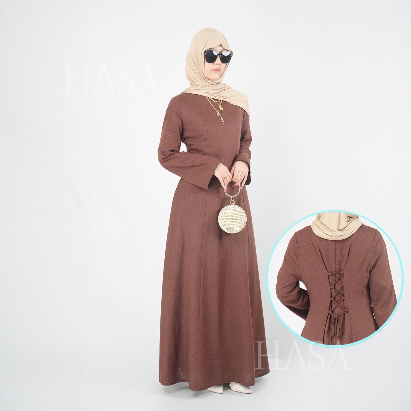 HASA HA5866 Elegant Long Skirt with Tie Waist and Wide Swing Design
