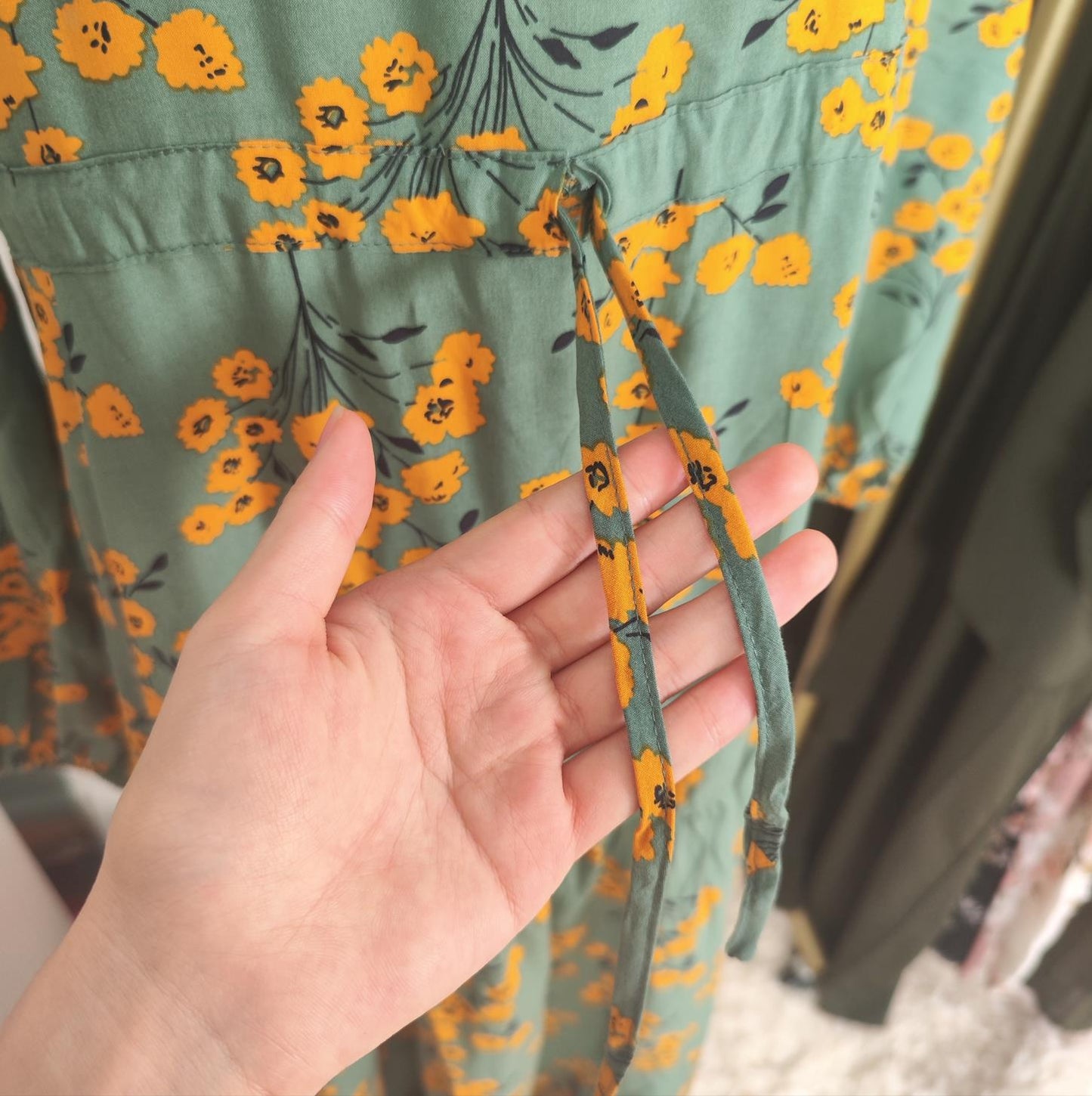 HAYA0819 Rayon long dress V-neck flower dress