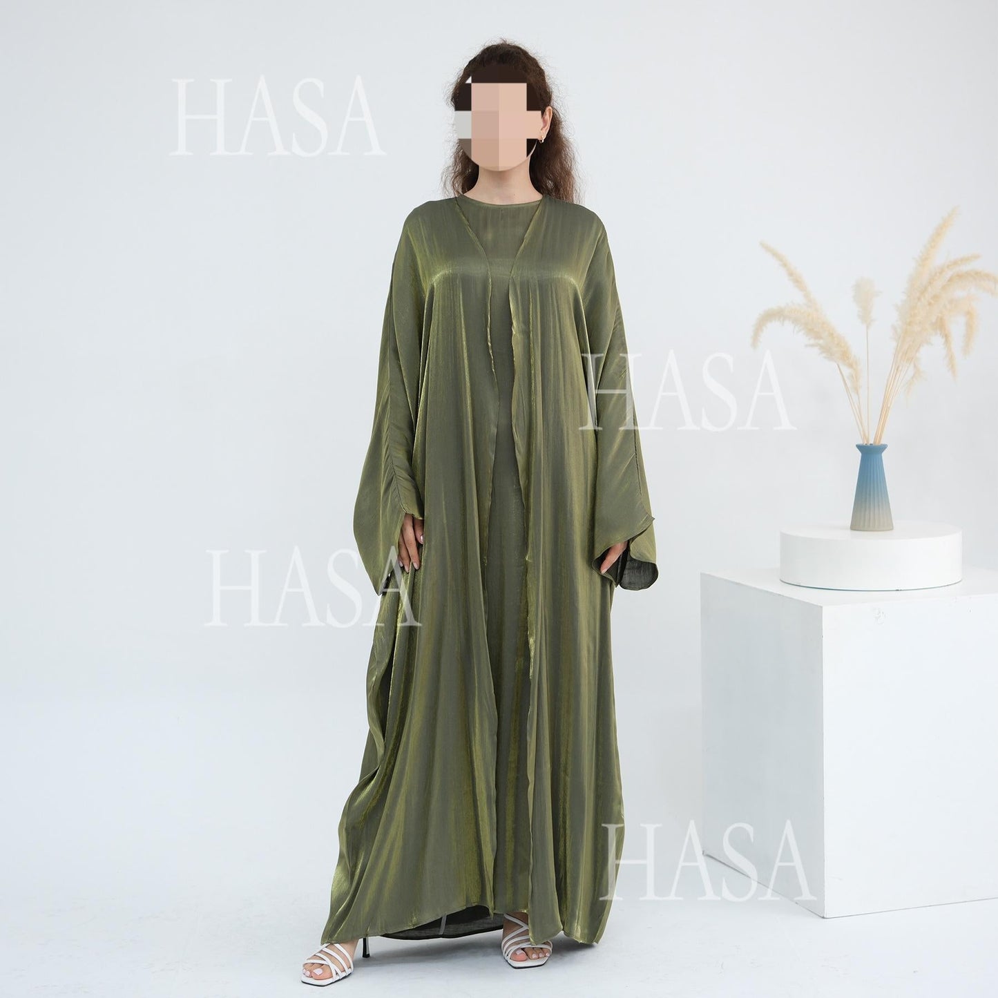 HA6530 Solid color simple two-piece long skirt suit