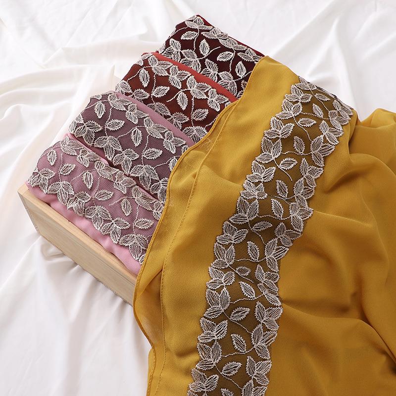 HAYA HA1130 Pearl Chiffon Lace Headscarf