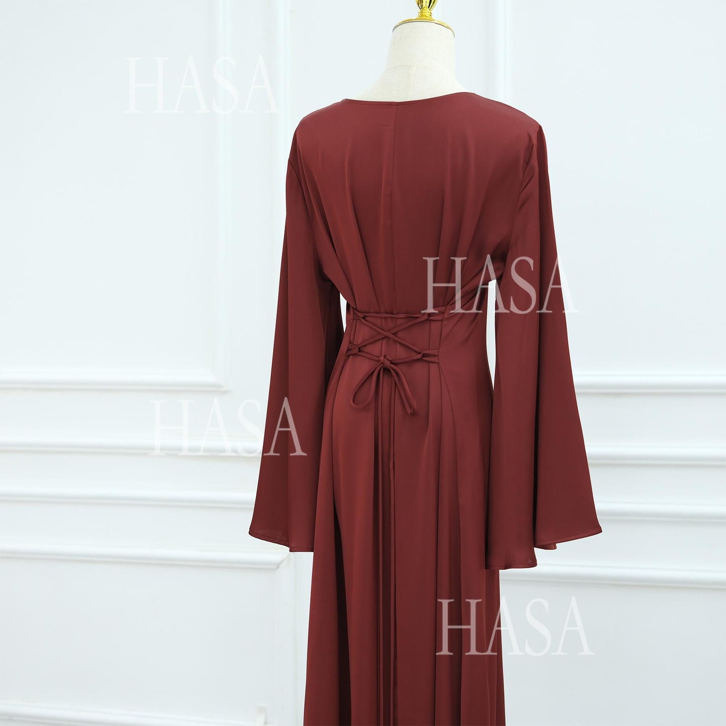 HA6491 Elegant Bell Sleeve Maxi Dress