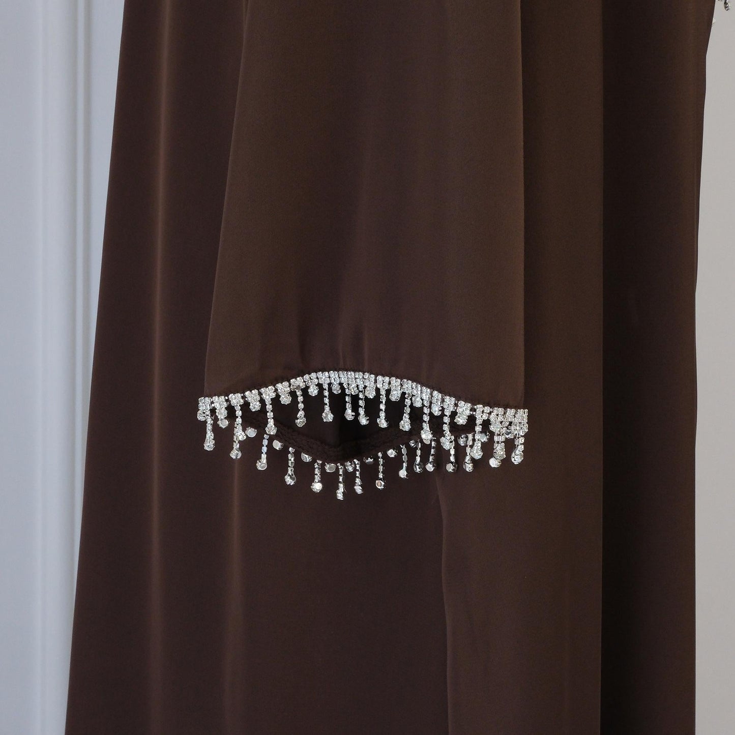 HAYA HAYA1047 1pcs Solid Color Beaded Cardigan Robe