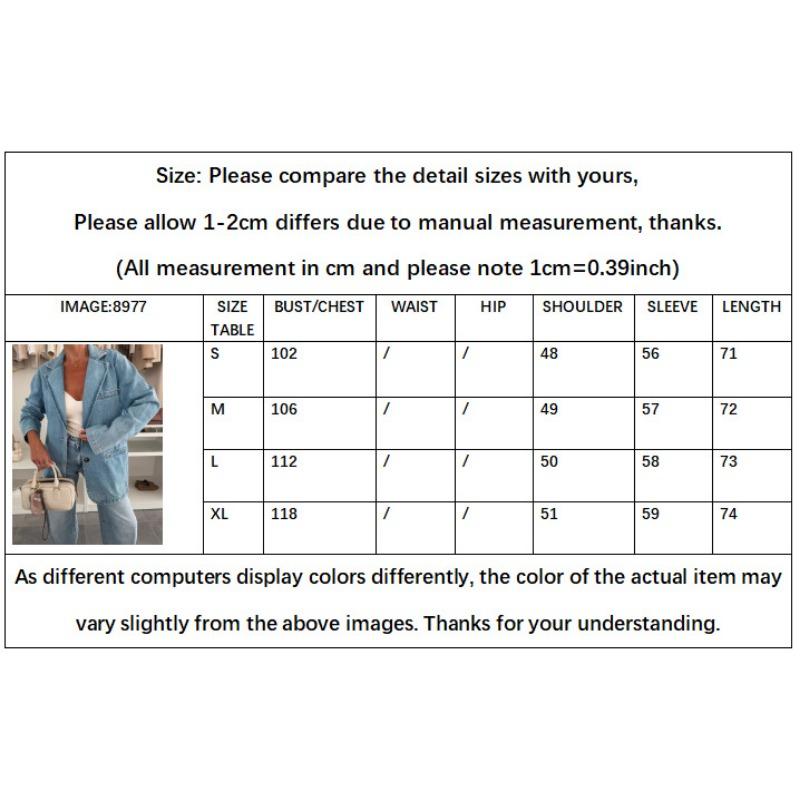 HA6181 Fashionable Casual Loose Washed Blue Denim Women's Blazer